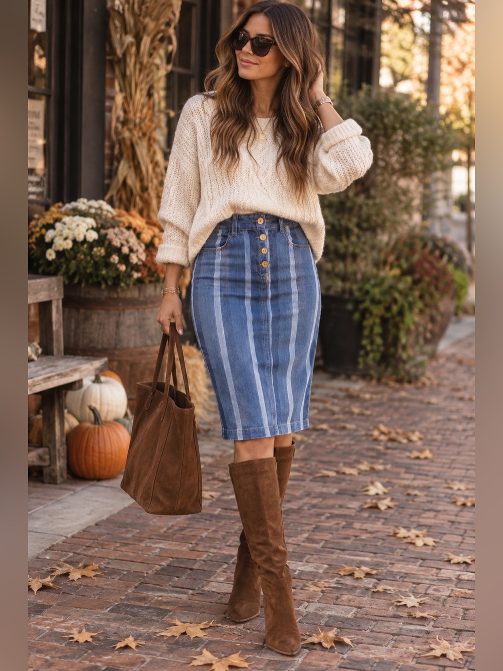 NWT Anthropologie Meava Striped Denim Pencil Skirt Size 10